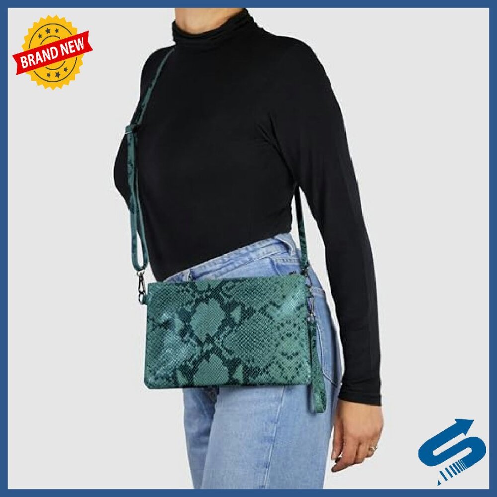 Italian Suede Python Print Crossbody Wristlet Wit… - image 2